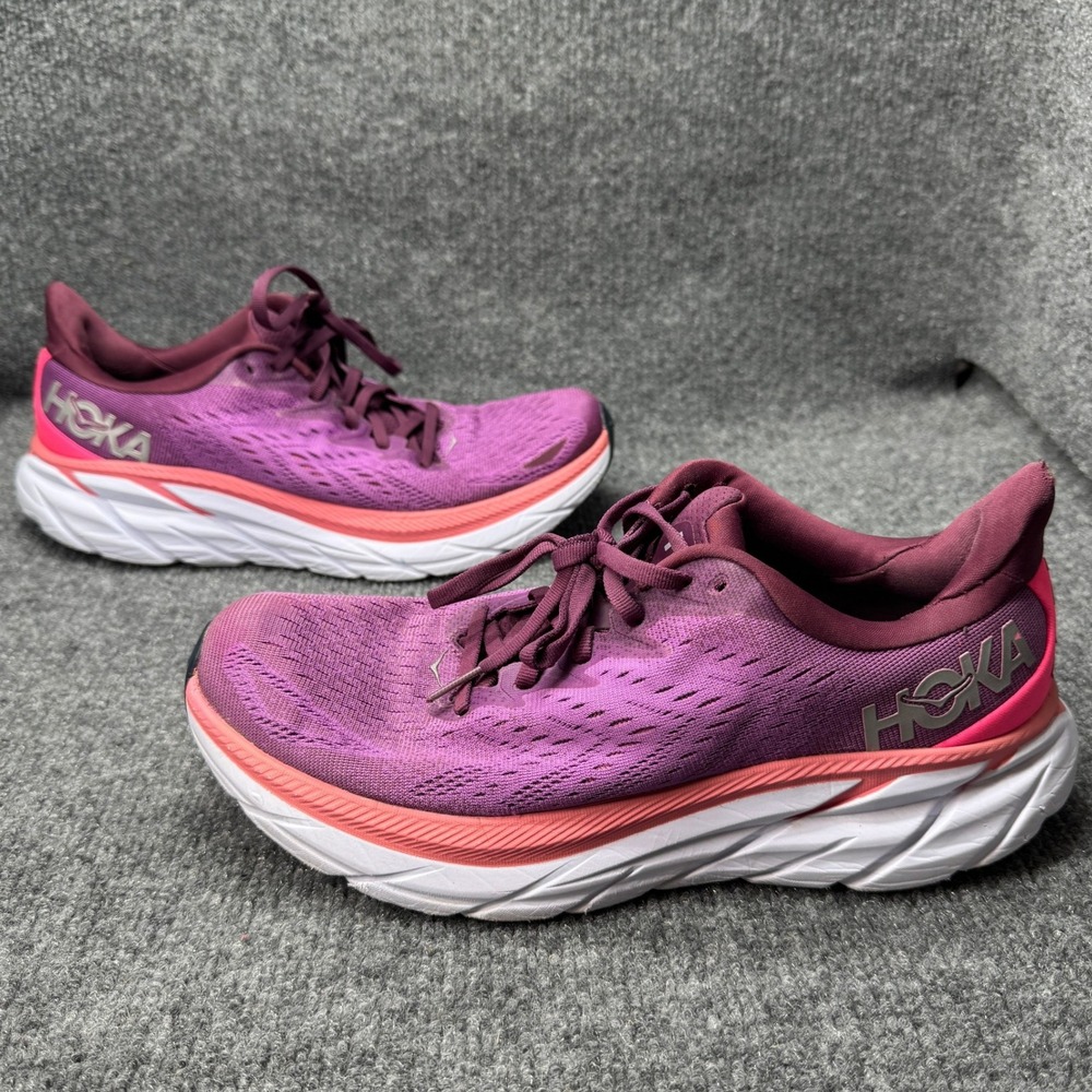 Hoka One One Clifton 8 Womens 10 Purple Pink Running Sneakers 1119394